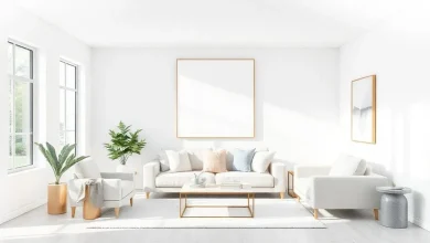 Açık gri tonlarında modern bir oturma odası. 2026 ev dekorasyonunda ferahlık ve şıklık seçimi.