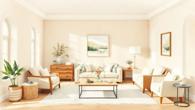 Bej duvar boyası rengine en uygun mobilya seçimi ve şık dekorasyon örnekleri.