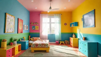Çocuk odası duvarları: Eğlenceli ve canlı renklerle neşeli bir ortam.