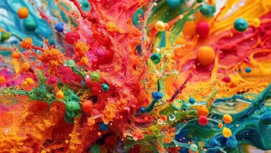 Doğal pigmentlerle renklendirilmiş sanatsal bir eser, 2026'da ifade ve yaratıcılığı simgeliyor.