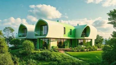 2026 yeşil tonlarıyla doğayla uyumlu modern evler. Sürdürülebilir mimari, doğal yaşam ve iç tasarım fikirleri.