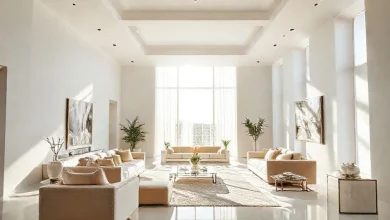 Evleri aydınlatan beyaz ve krem tonlarında modern iç tasarım örneği. Ferah ve şık dekorasyon fikirleri.