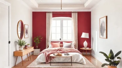 Küçük alanlarda bordo boya ferah ve şık çözümler