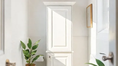 Küçük banyolar için ferahlık veren dolap boyası seçimi. Banyo dolapları için 3 altın kural ve renk fikirleri.