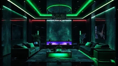 2026 koyu renklerle modern salon tasarımı. İddialı ve şık oturma odası trendleri.