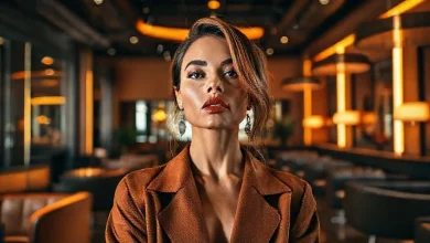 2026 trendi sıcak kahverengi tonlarında modern salon dekorasyonu. Davetkar ve şık bir yaşam alanı.