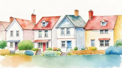 Zıt renklerle modern uyumlu ev dekorasyonu örneği. İç mekan tasarımı, renk kontrastı ve ahenkli yaşam alanı.